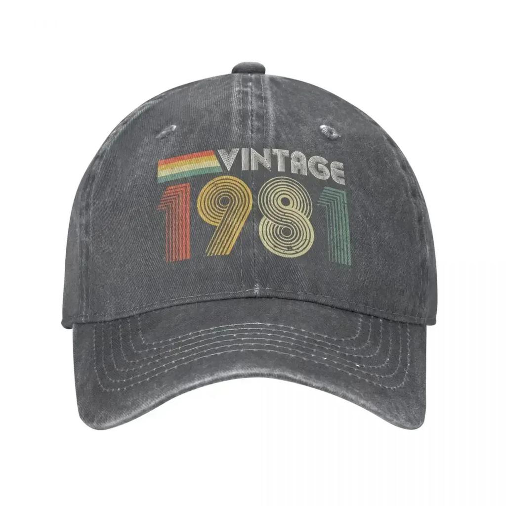 Vintage 1981 Birthday Gift Unisex Baseball Cap Distressed Washed Caps Hat Classic Outdoor All Seasons Travel Gift Snapback Cap