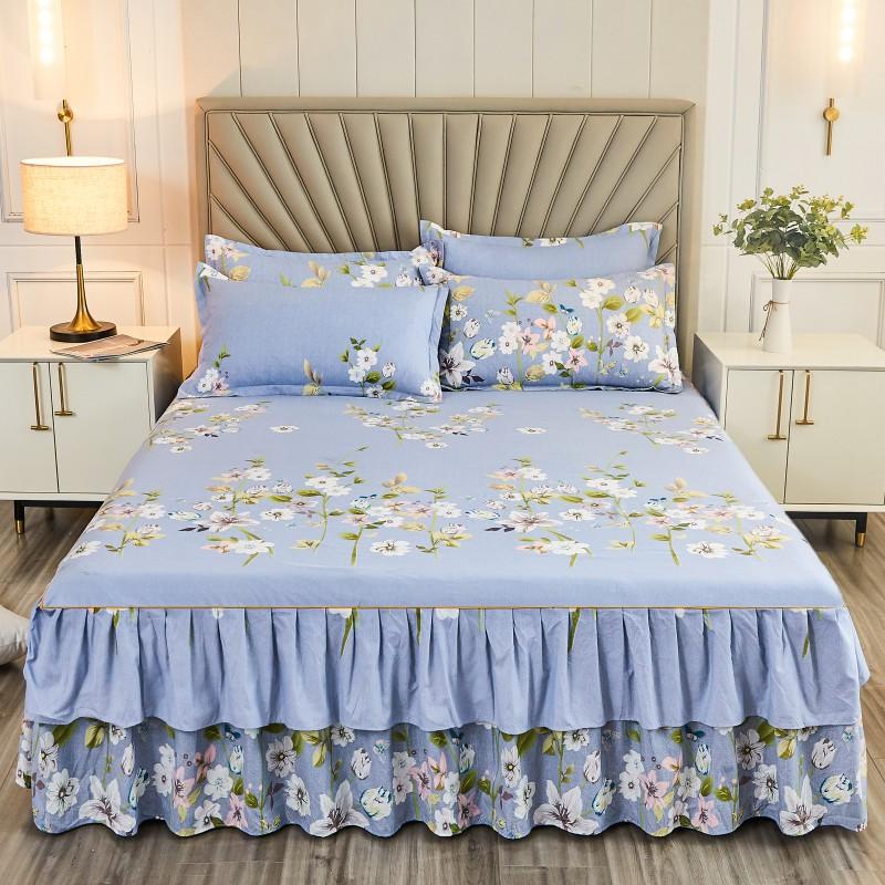 Floral Style Bed Skirt Women/Girls Room Bedspread Skirt Style Bedsheet Falda De Cama Home Bed Cover (Pillowcase Need Order)