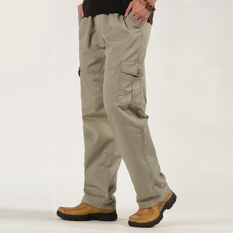 2020 Men's Pure Cotton Straight Leg Casual Pants - Spring/Summer Style, Middle-Aged Plus Size Loose Fit