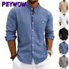 PEYWOW Men's Fashion Autumn Winter Long Sleeve POLO Neck Casual Blouses & Shirts