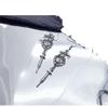 Y2K Gothic Sliver Color Baroque Heart-shaped Bowknot Injection Syringe Dangle Earrings for Women Hallowmas Charm Jewelry Gifts