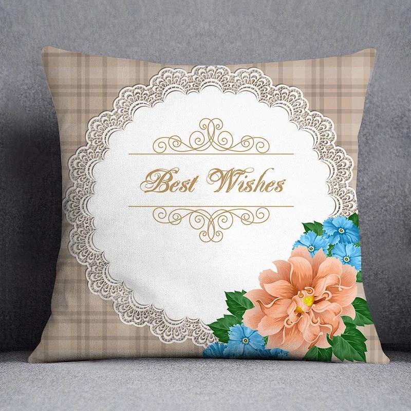 Fashion Classic Square Decorative Pillowcase Rose Pattern Living Room Sofa Cushion Pillow Home Decor