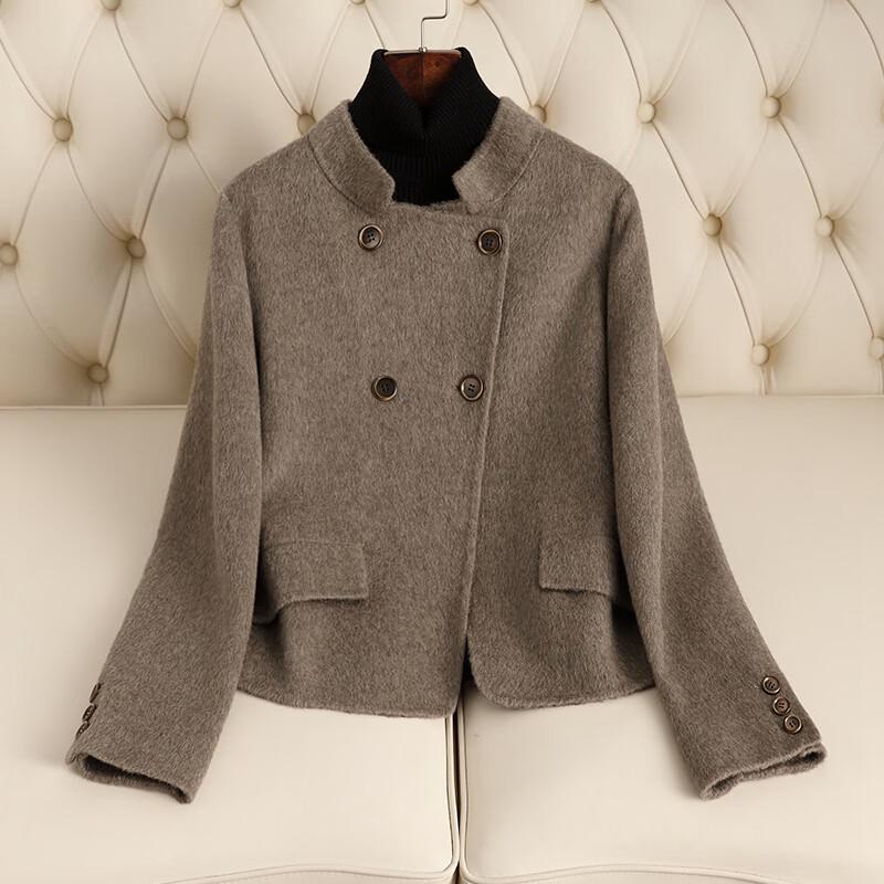 Kaiser Women s Stand-Collar Double-Breasted Wool Coat M