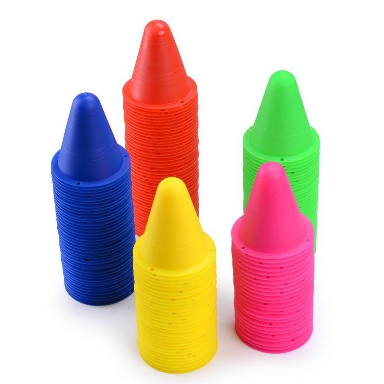 Skating Cones for Training - 50 Pack Multi-Color Cones for Roller Skating, Skating, Ice Skating, Soccer - Yellow, Red, Green, Blue, Orange