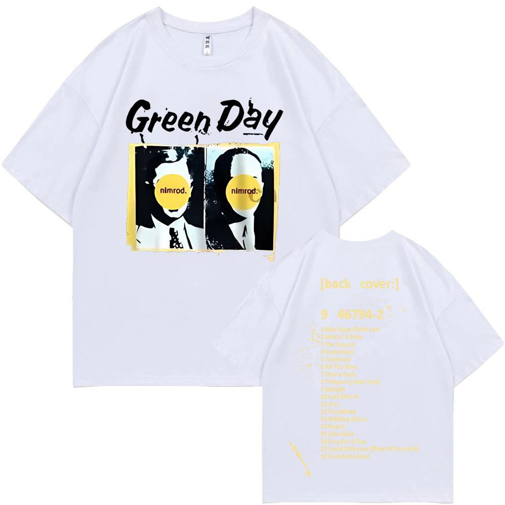 Vzácná punková kapela Green Day Nimrod Zadní strana Pánská Dámská Vintage Gotický Rock Nadměrné tričko Pánské Hip Hop Ležérní trička
