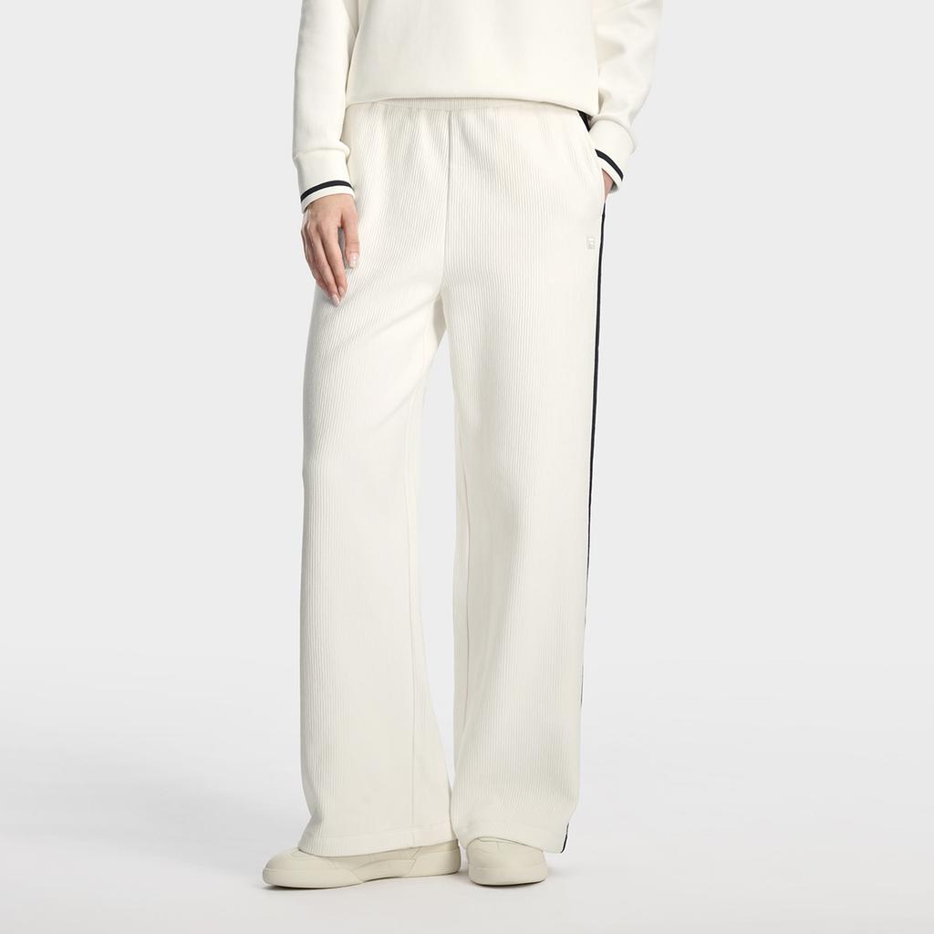 FILA Heritage Fashion Simple Retro Classic Daily Versatile Comfortable Knitted Casual Pants Women bottoms Cloud-Mushroom-White F11W618602FWT