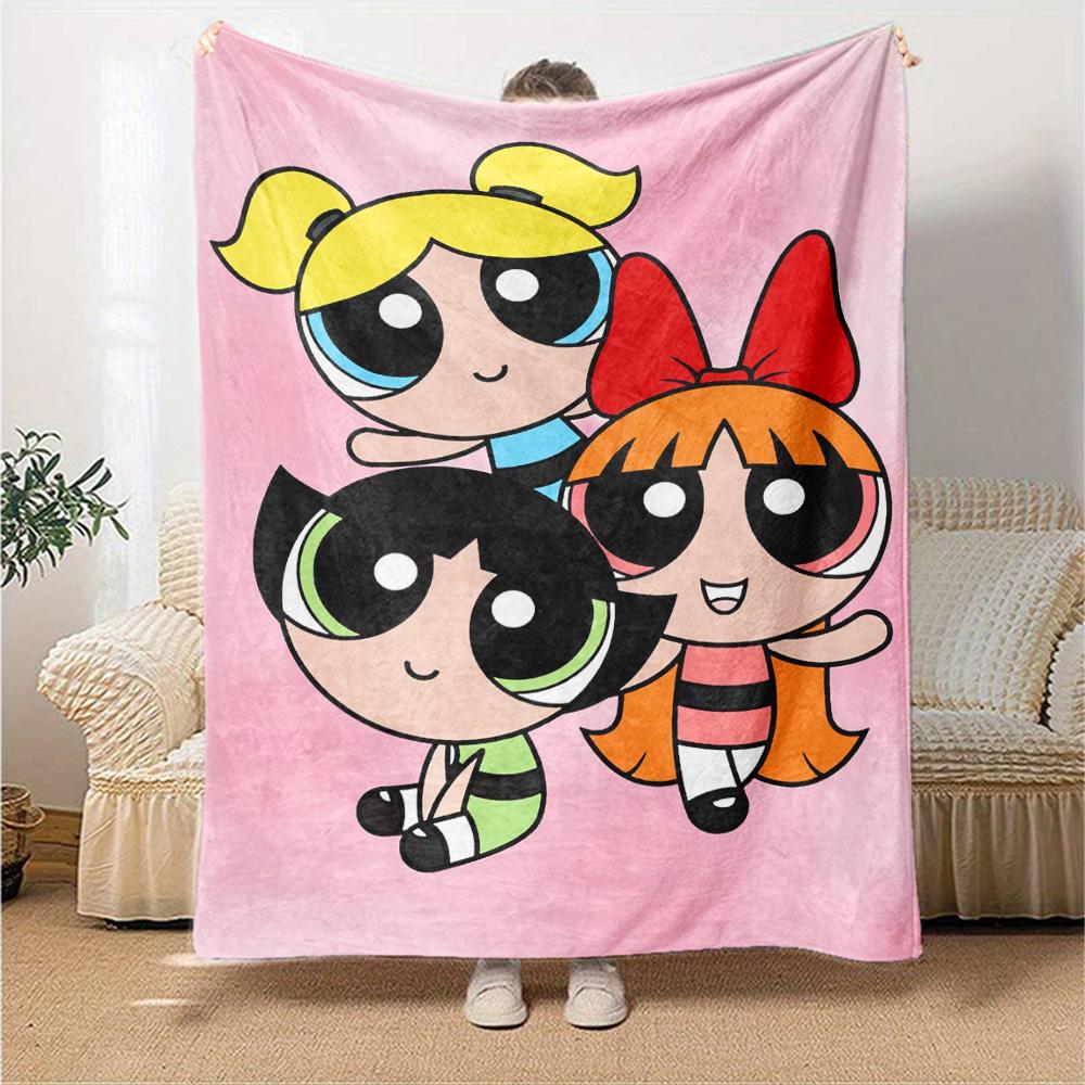 Powerpuff Girls Adventure Flannel Blanket Super Soft Warm Cozy Blanket For Sofa Bed Office Travel Allseason Home Decor Gift