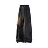 Unisex Drawstring Wide Leg Cargo Pants Solid Color Casual Loose Fit Trousers