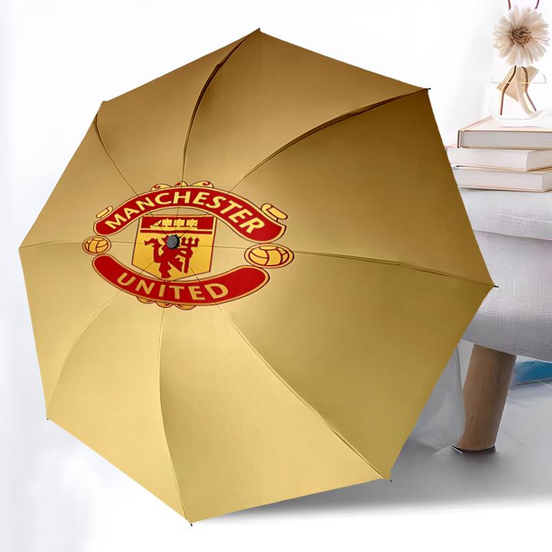 1pz Ombrello Automatico Robusto a 8 Stecche, Ombrello Manchester United Manchester City, Stampato Digitalmente, Ombrello Pieghevole per Uso Esterno in Movimento