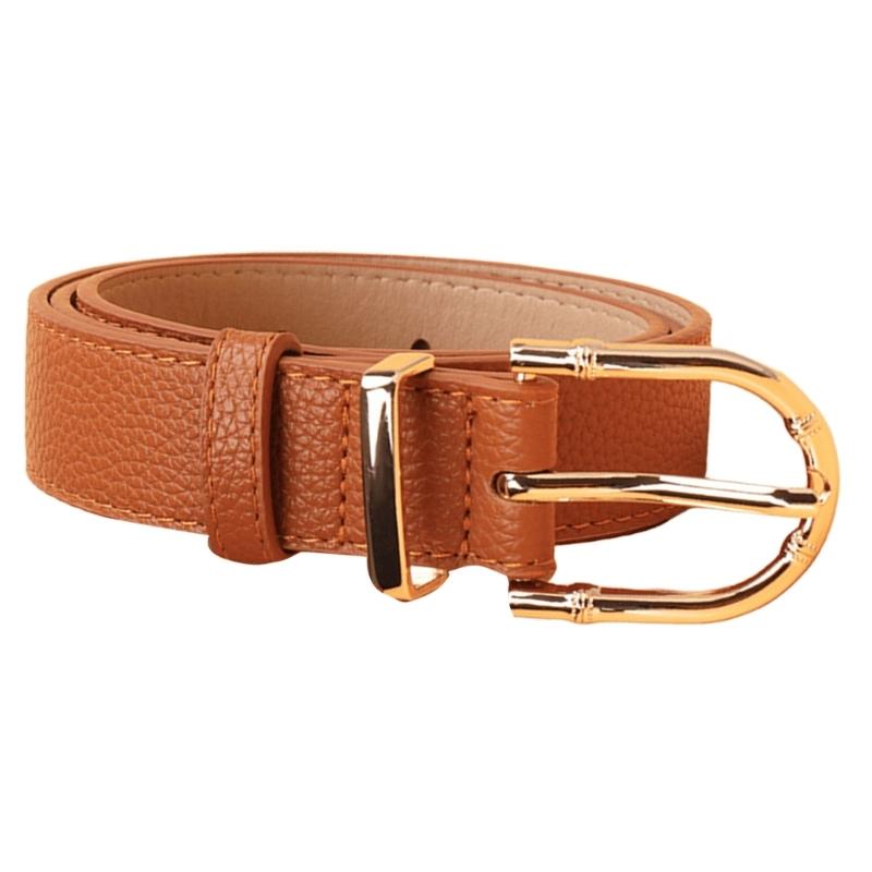 Women's Fashion Belt Bamboo Clasp Design Sash Adjustable Faux Leather Waist Strap for Casual and Formal Outfits