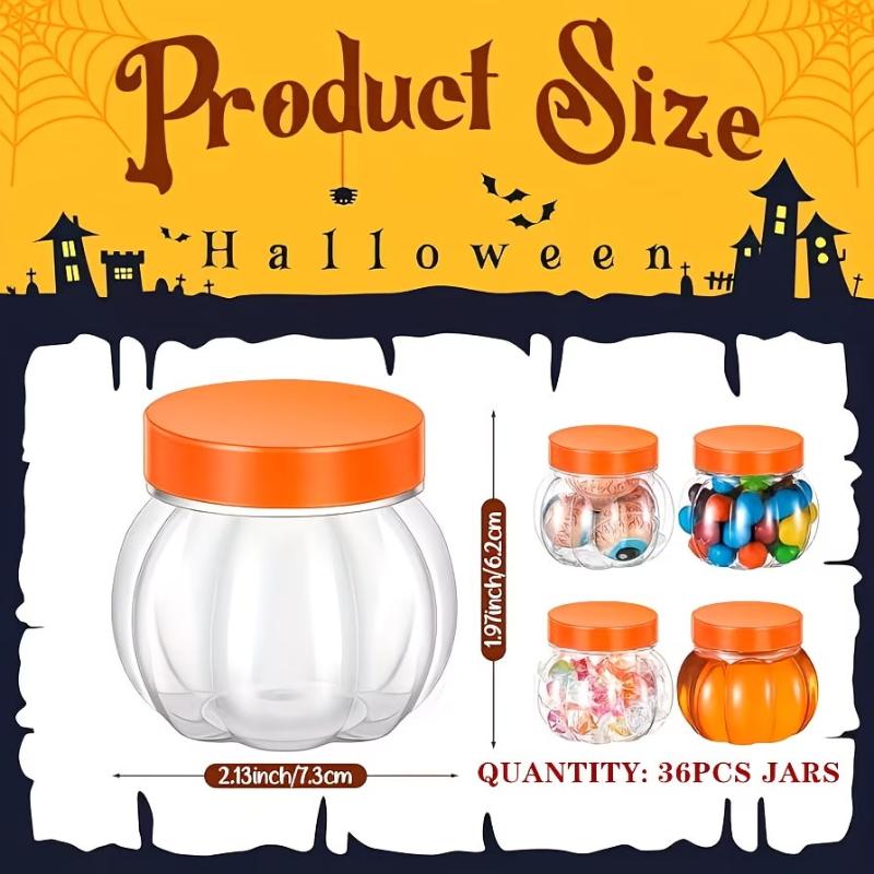 5/10 Pezzi Barattoli Portaconfetti a Forma di Zucca Senza BPA Contenitori Trasparenti in Plastica con Coperchi per Feste di Halloween a Casa