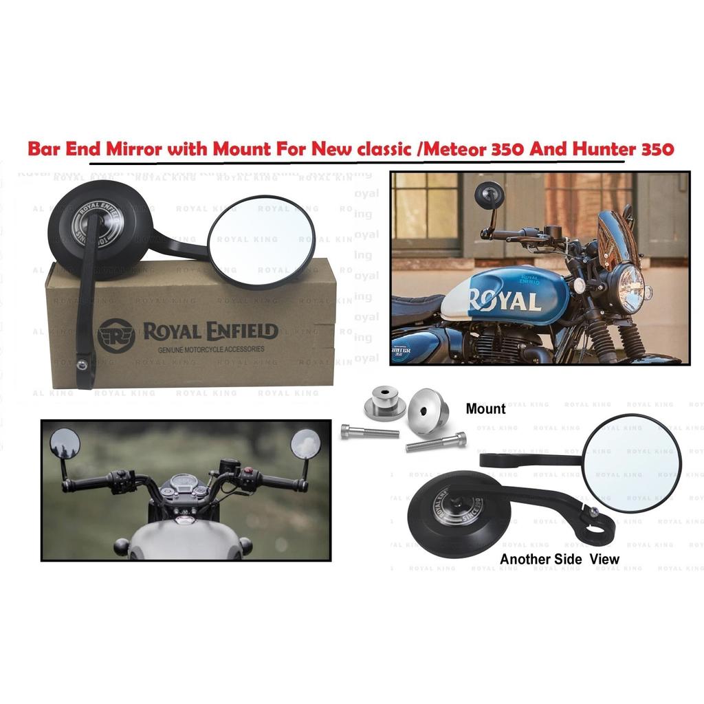 Bar End Mirror With Mount Fit For "Royal Enfield Meteor/New Classic/Hunter 350"
