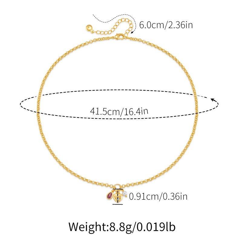 Herz-Design 18 Karat Vergoldetes Kupfer Elegantes Einfaches Halsband
