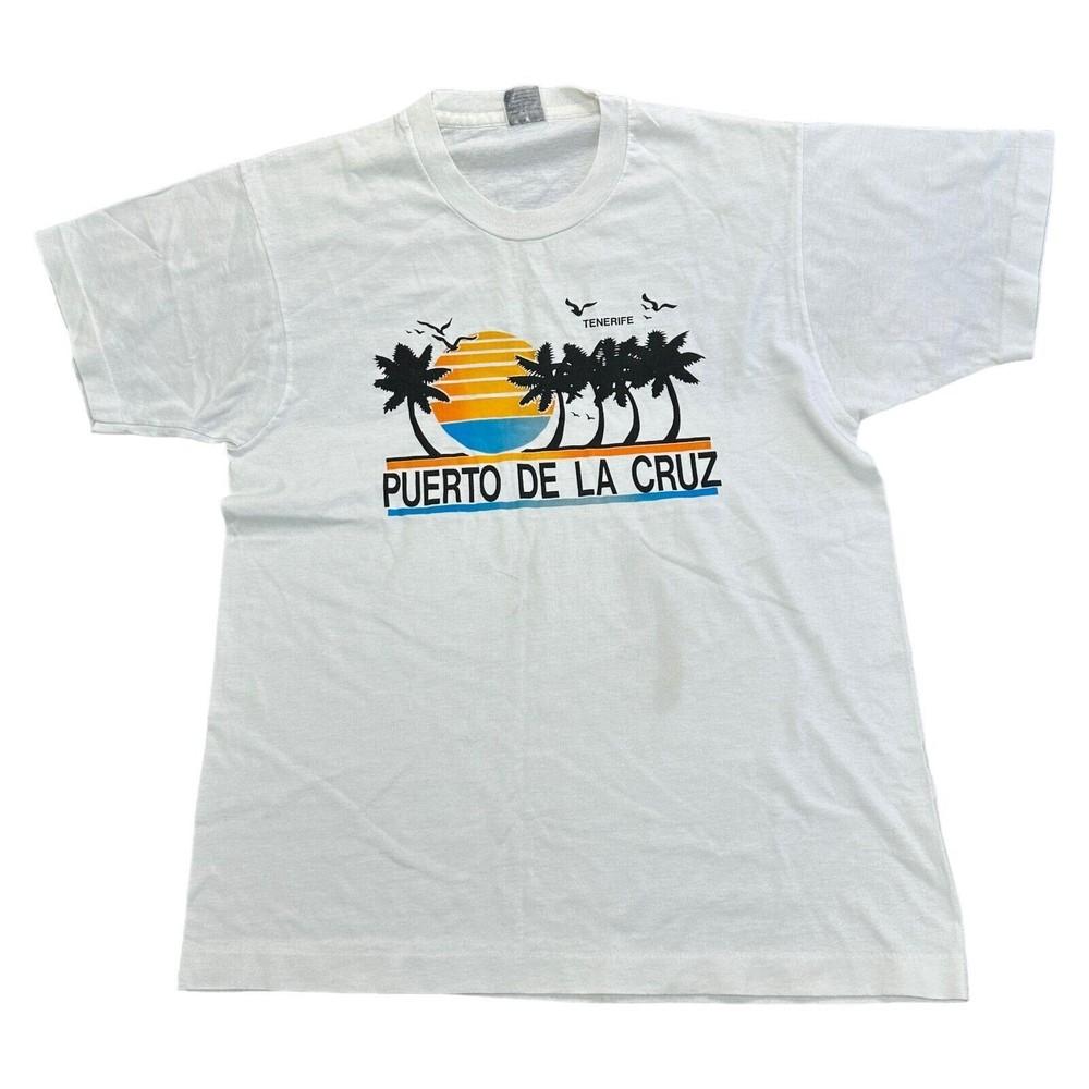 Vintage Single Stitch T-shirt Graphic Print Tenerife Short Sleeve Mens