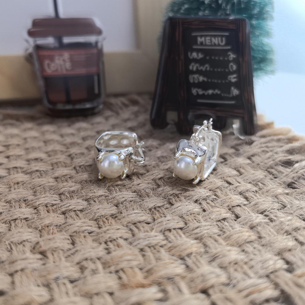 925 Silver Drop Earrings Hoop Pearl Leaf Vintage Irregular For Women Girl Gift Fashion Jewelry Dropship