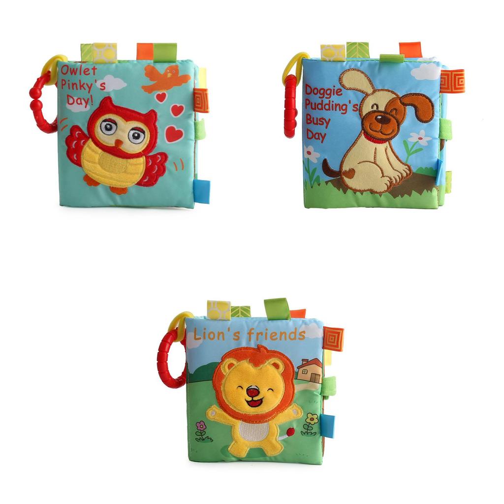New Baby Cloth Book Hand Book Early Education Puzzle Toy With Sound Paper Cloth Book Bag Lt4960 Owl 0.02kg