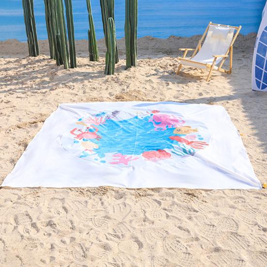 1 Sett Baby Plaskebasseng Strandteppe med Pluggpose Lett Bærbar Sammenleggbar 2-i-1 Sommerferie Småbarn Plaskebasseng Utendørs Campingmatte