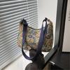 Chinese Style Vintage Print Underarm Bag Fashion Canvas Shoulder Bag Texture Temperament Crossbody Bags for Women Handbags