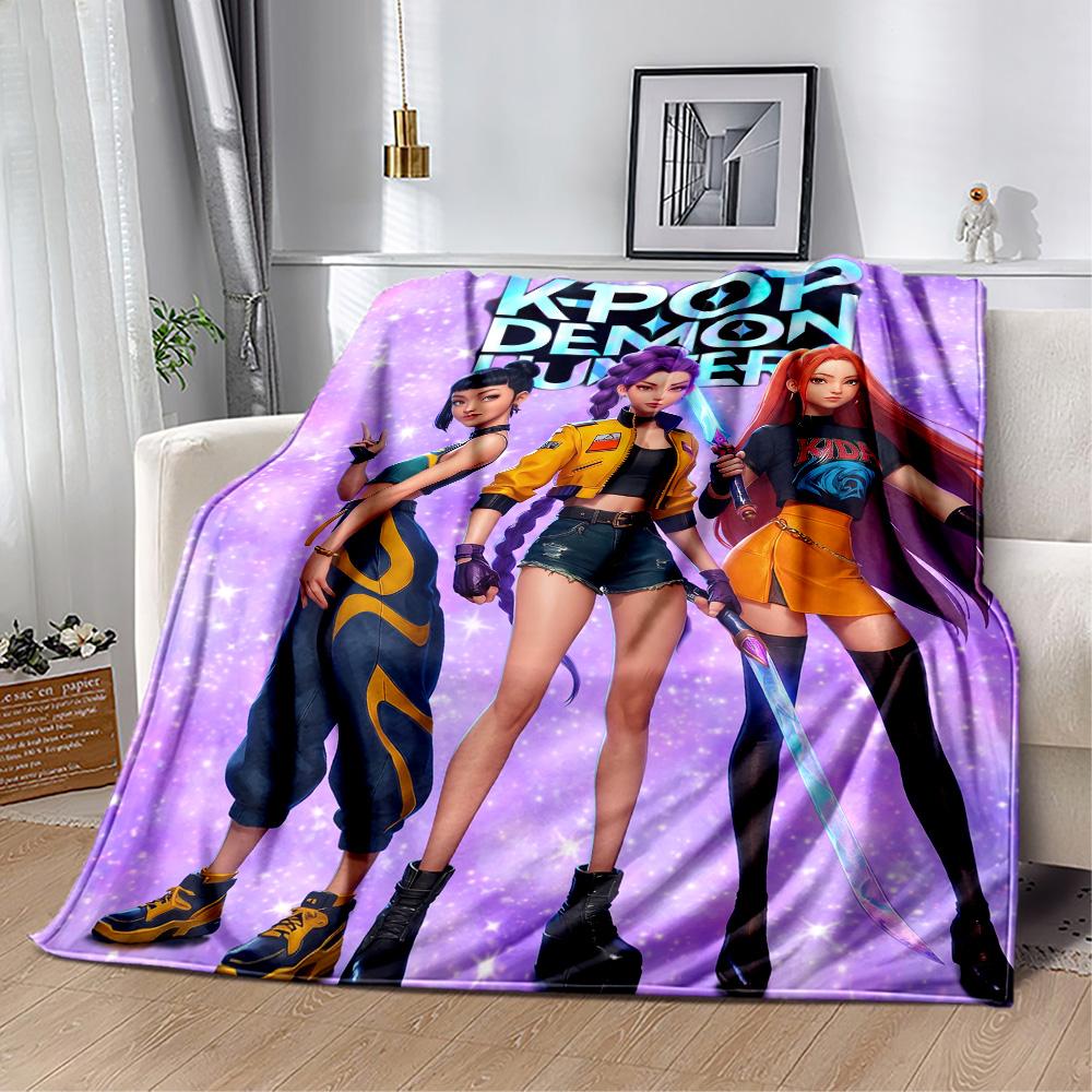 K-pop Demon Squad Blanket Durable Comfort Suitable for Sofa Office Livingroom for All Occasions Modern Style