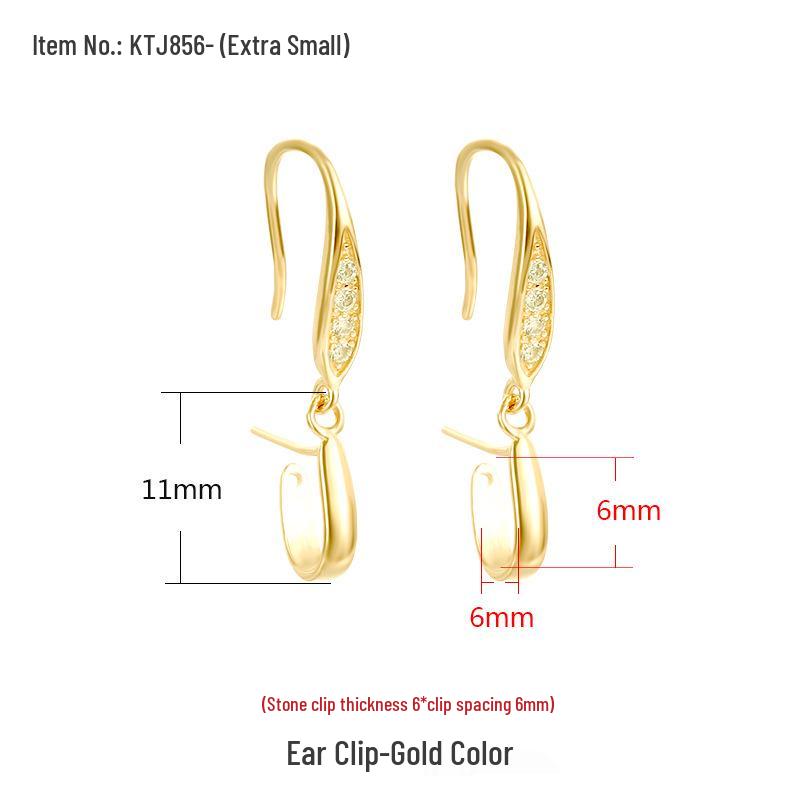 

Sterling Silver-Plated White Gold Amber Jade Safety Buckle Earrings with Empty Setting 925 Silver