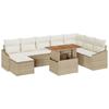 VidaXL Ensemble de salle à manger de jardin 9 pièces avec coussins Beige Rotin Poly Acacia 3349875