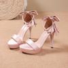 2026 New Bow European Station Sexy Black Super High Heels Side Empty Fish Mouth Sandals Thin Heels Fashion Shoes