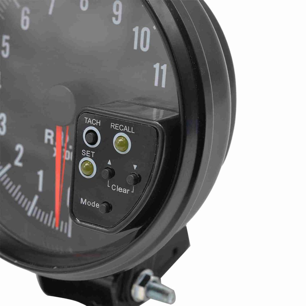 5 Inch Tachometer Gauge Black 7 Colors Backlight with Shift Light Peak Sound LED Flash When RPM Warning
