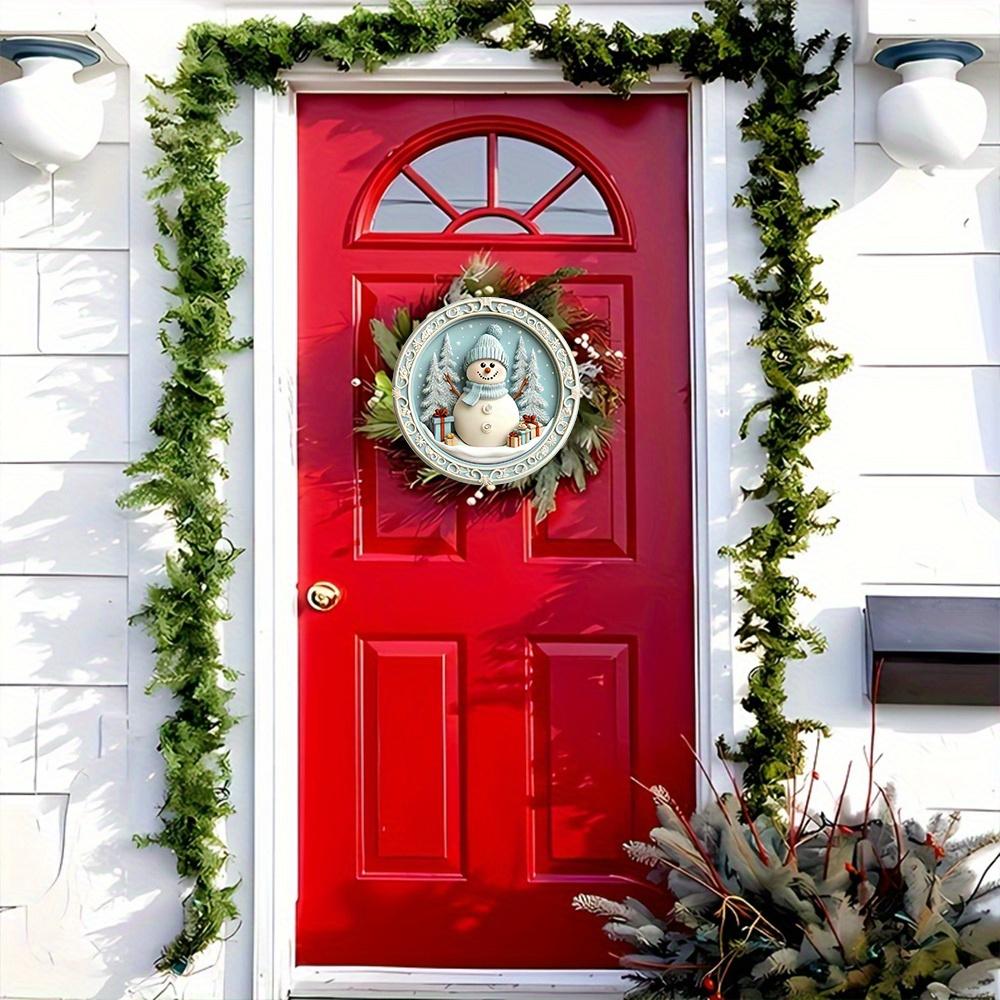 Christmas Wooden Sign with Adorable Snowman Pattern - Warm Winter Round Sign for Front Door, Wall Hanging Decor - Ideal Christmas Gift