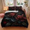 3 Stück Rosen, Dunkles Blumenmuster Bettwäsche-Set, Bezug für Schlafzimmer Gästezimmer (1 Bettbezug + 2 Kissenbezüge, ohne Steppdecke),  yy250922226