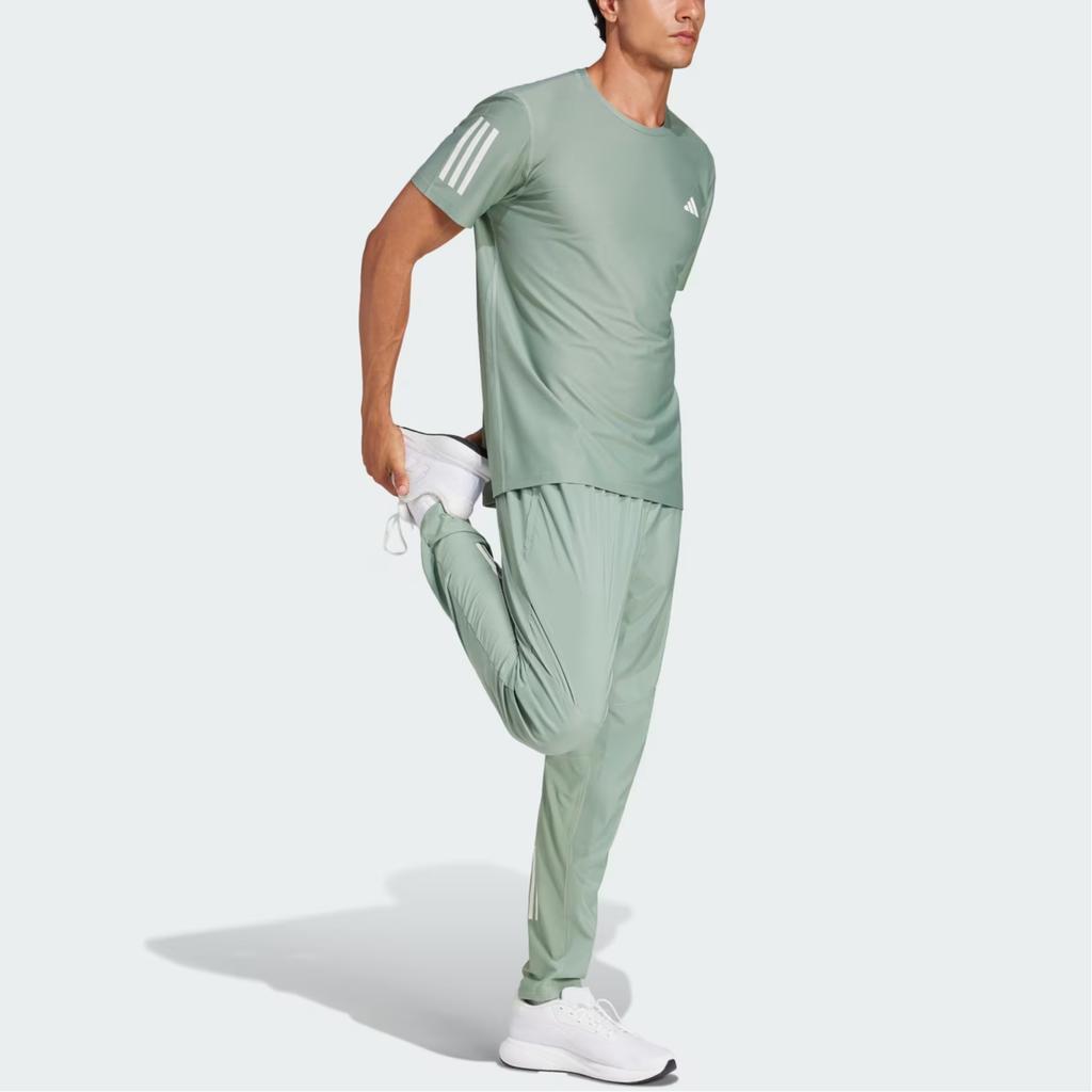 Adidas Ribbed Crew Neck Striped Short Sleeve T-Shirt Men Tops Green JC9793