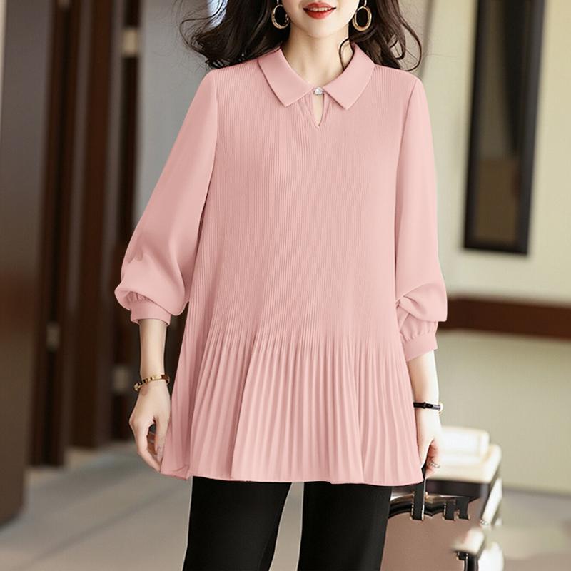 ZANZEA Blusa holgada informal de manga larga con cuello vuelto para mujer