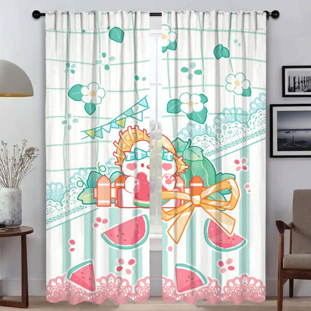 Bear Home Interior Curtains for Camera Partition Modern Living Room Curtains 2 Pieces Shades Window Curtain Tulle for Bedroom