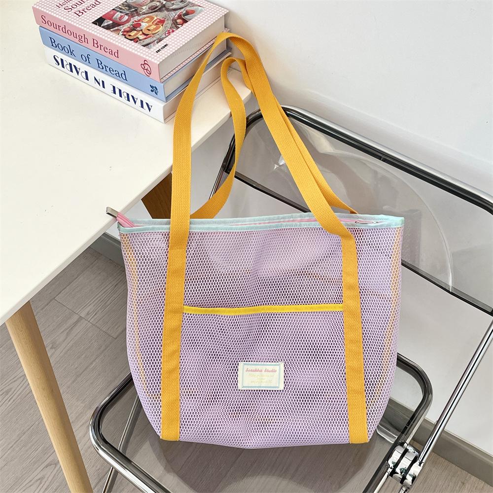 44 beach play mesh hollow storage bag large capacity shoulder bag outdoor portable beach bag