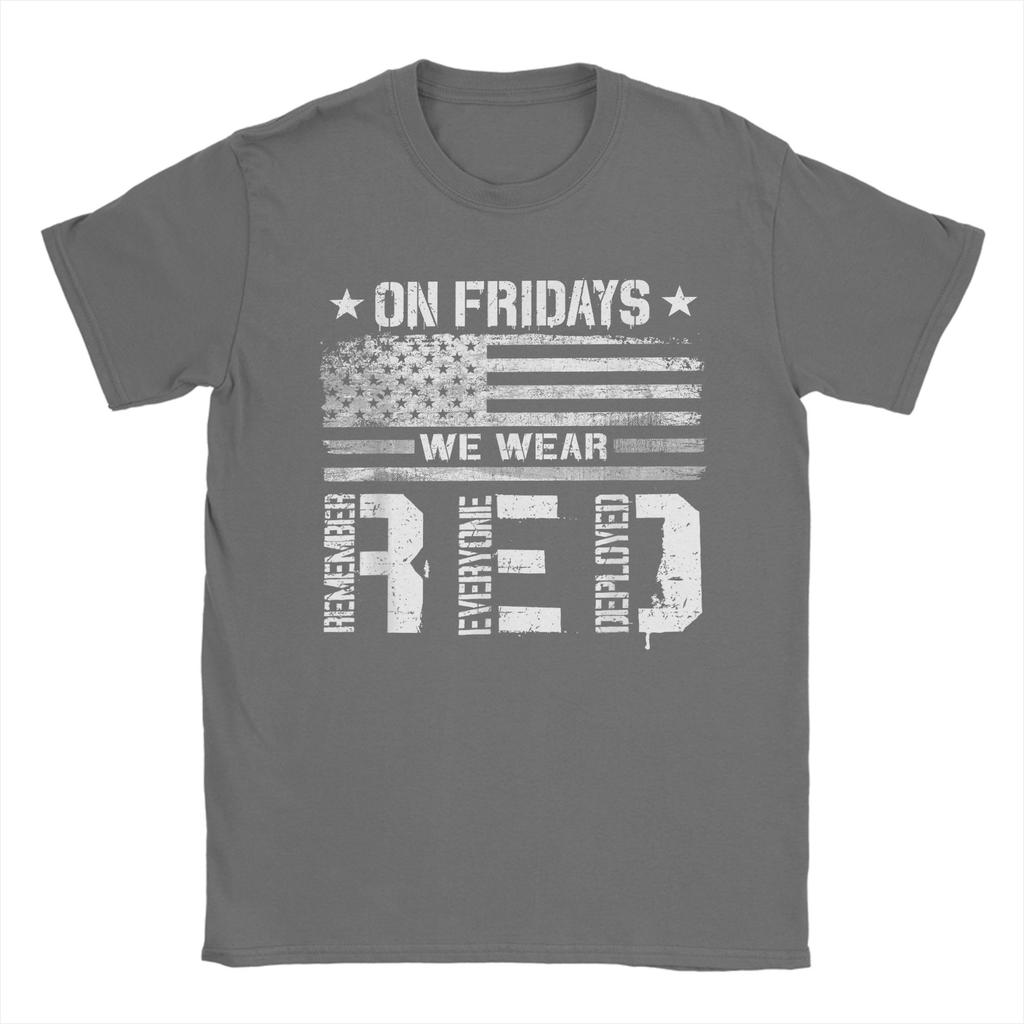 On Friday We Wear Red American Flag Military Supportive Unisex T Shirts Tee Shirt Short Sleeve Round Neck TShirts Clothing