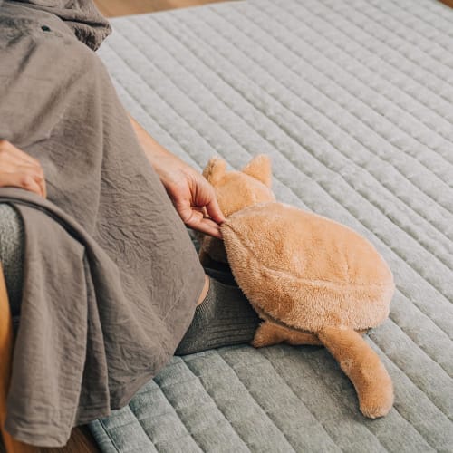 This cat hot water bottle, a cat-shaped, heat-storing hot water bottle, is designed to look like a cat. It's a cute, eco-friendly gift and comes with