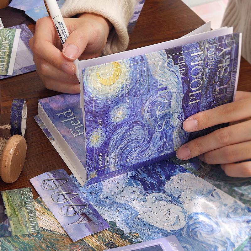 Retro Literarischer Stil Journal Geschenkbox Set: Europäische & Amerikanische Ölmalerei Design Notizbücher