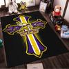 Minnesota Vikings Logo with Cross Design Rug Non-slip Rug Suitable for Living Room and Bedroom Sofas.