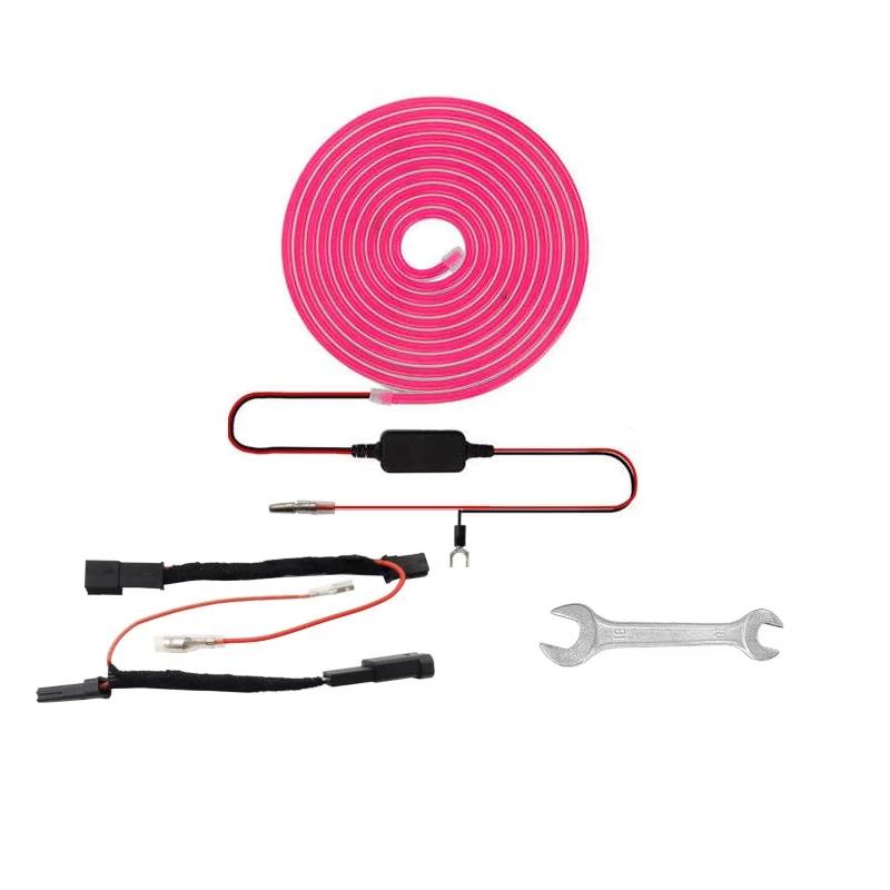 

Car Front Trunk Frunk LED Surround light Strip Modified Lighting Flexible Front Trunk Light For Tesla Model 3 Y 2018-23 розовый