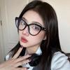 Xiaoxiangjia Retro Leopard Print Oval Frame Glasses Anti-Blue Light Round Face Slimming Plain Glasses for Men and Women
