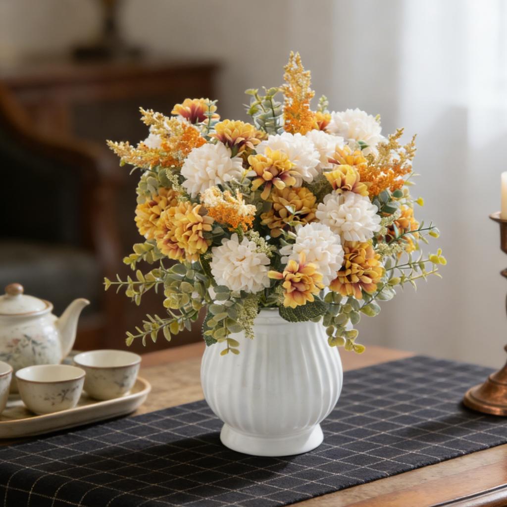 Artificial Flower Lavender Ball Chrysanthemum Combination Brial Bouquet Home Room Table Decora Wedding Valentine's Day DIY Gift