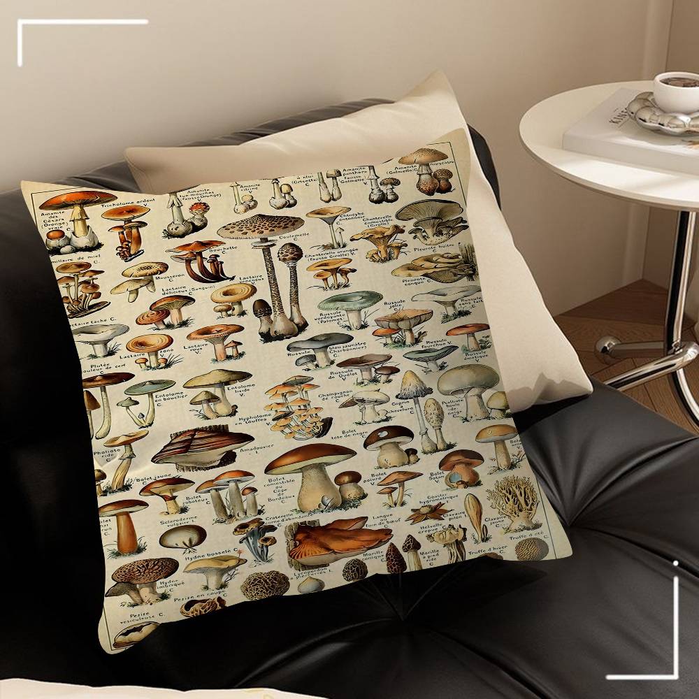 Vintage Classic Wall Art Plants Mushroom Medicine Pillow Cover For Bedroom Room And Living Room Sofa Decorative Cushion Cover