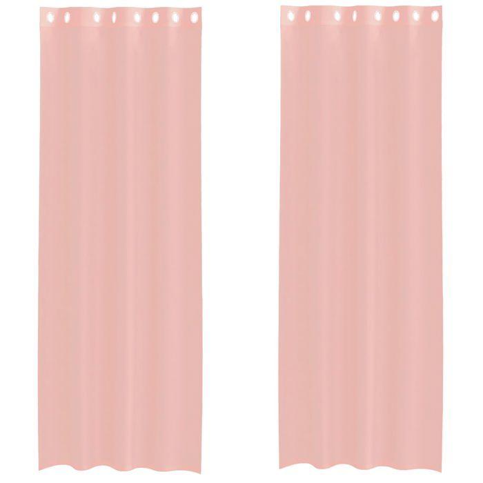 VidaXL Rideaux en voile avec œillets 2 pcs rose 140 x 300 cm, rideau en filet, rideau transparent, voile de fenêtre, 4102100