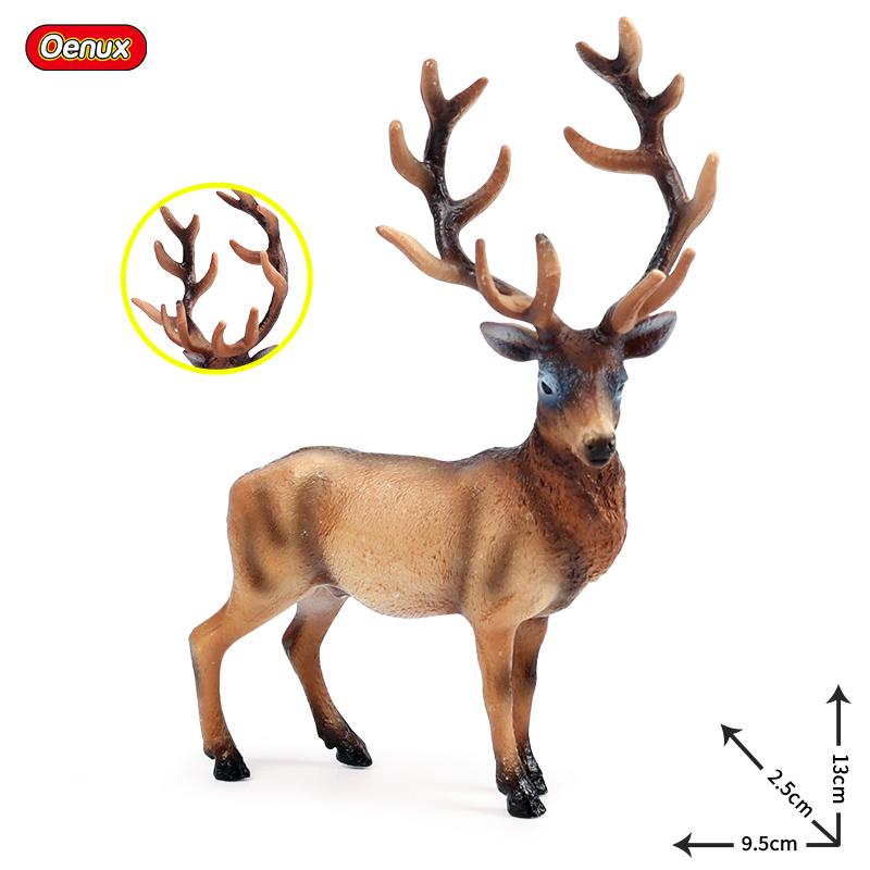Oenux Forest Deer Animals Simulation Wild White-Tailed Elk Action Figures Moose Figurines Model Decoration Toy Kids Xmas Gift