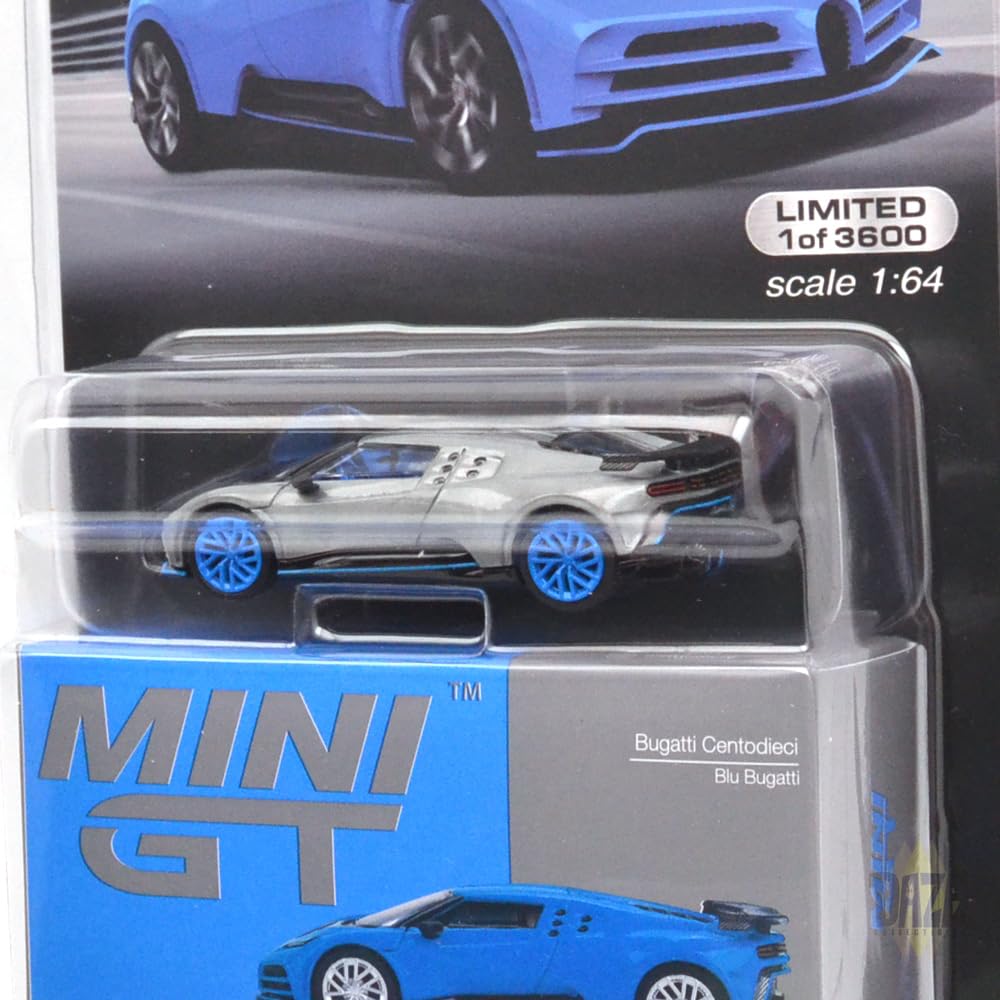 MINI GT 164 scale, USA, MiJo Toys exclusive Bugatti Centodieci (Blue Bugatti) Chase Car MGT00586-MJ-CHASE