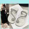 Stylish Women's Flat Summer Sandals With Rhinestones Soft Non-slip Beach Design