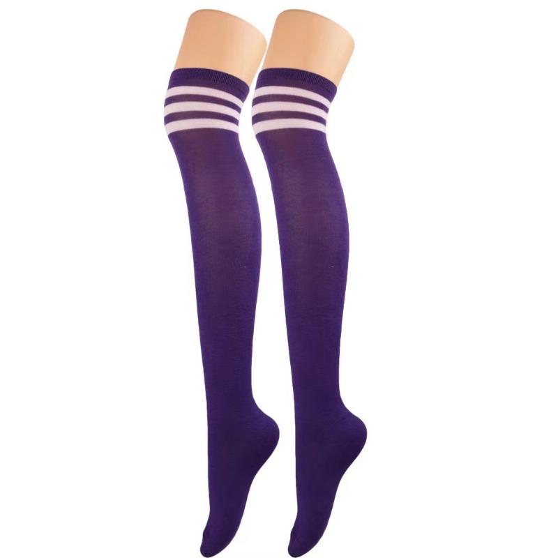 

Женские косплей чулки красно-белые полоски Лолита длинные носки выше колена чулки до бедра женские компрессионные носки One Size фиолетовый