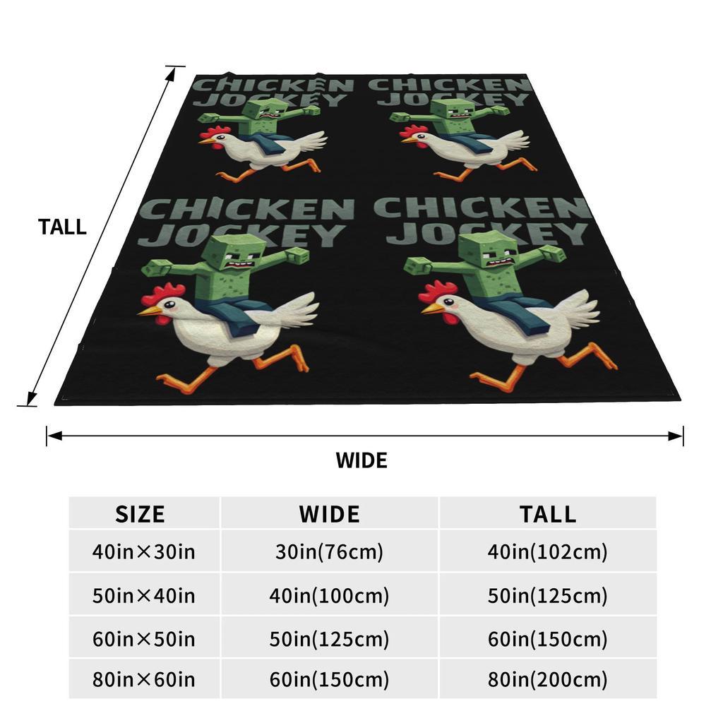 Chicken Jockey Fleece Throw Blanket Zombie Game Blankets for Bedding Travel Ultra-Soft Plush Thin Quilt,