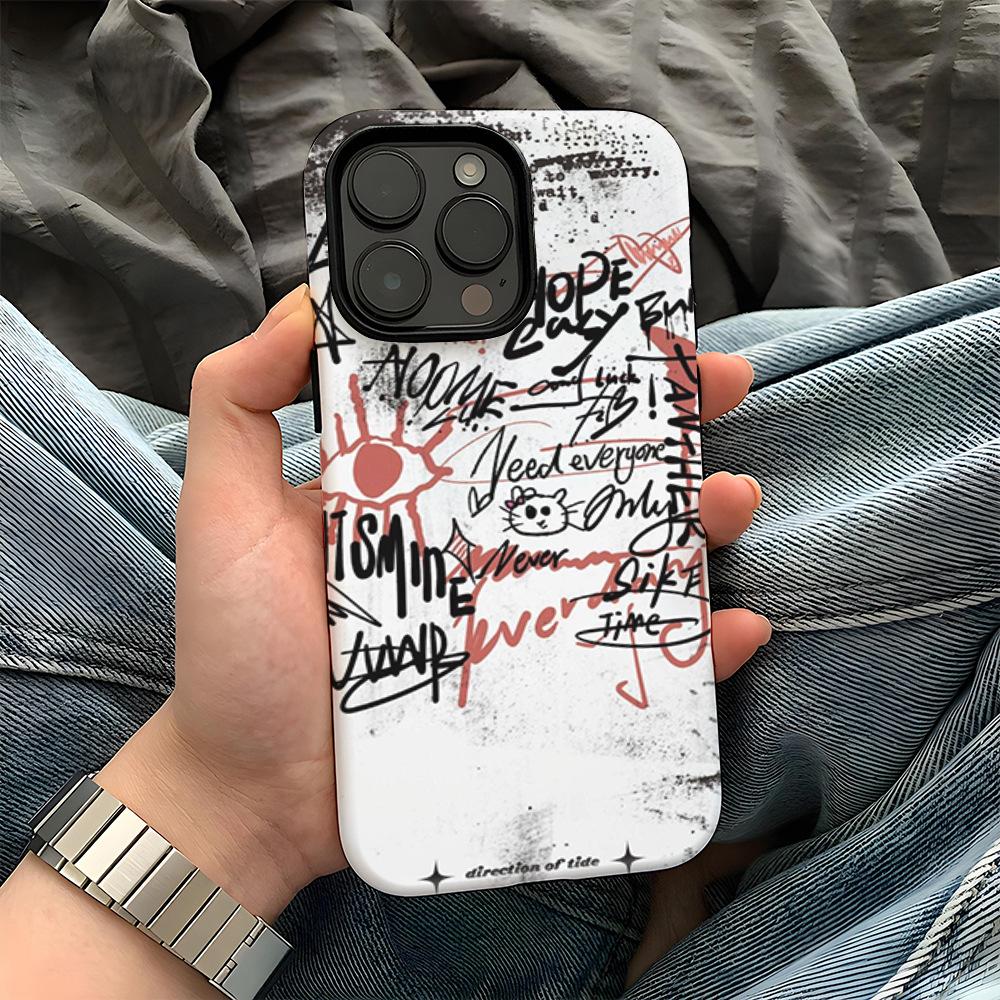 Tide brand graffiti English matte protective case Magnetic suction Apple 17 mobile phone case iPhone16promax wireless charging