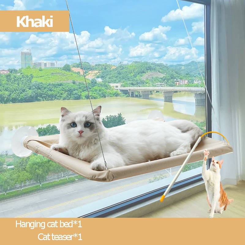 Bardzo miękki hamak okienny dla kota - Przytulne legowisko jak chmurka na popołudniową drzemkę - Bezpiecznie montowany, doskonały sposób na oszczędność miejsca