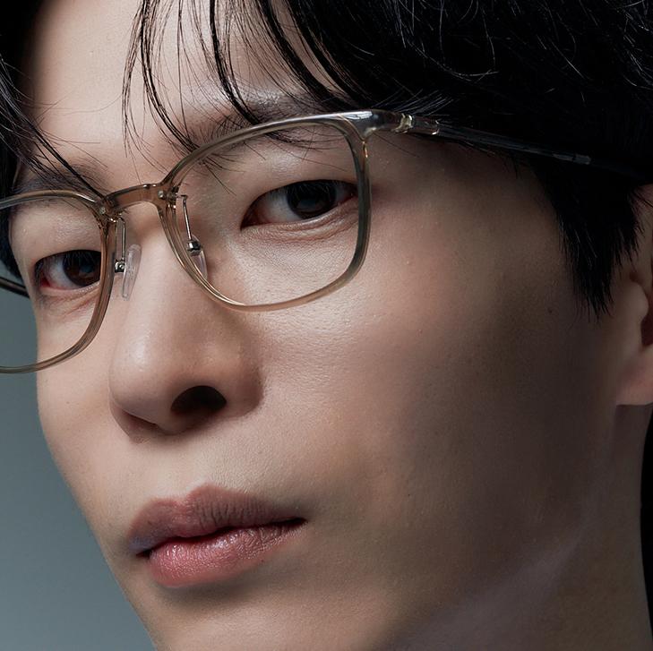 Alloaiweeo [Air Flex] Al6404 1313G Airflex Ultra-Lightweight_Transparent Khaki Office Square Frame_Blue Light Lens Selection